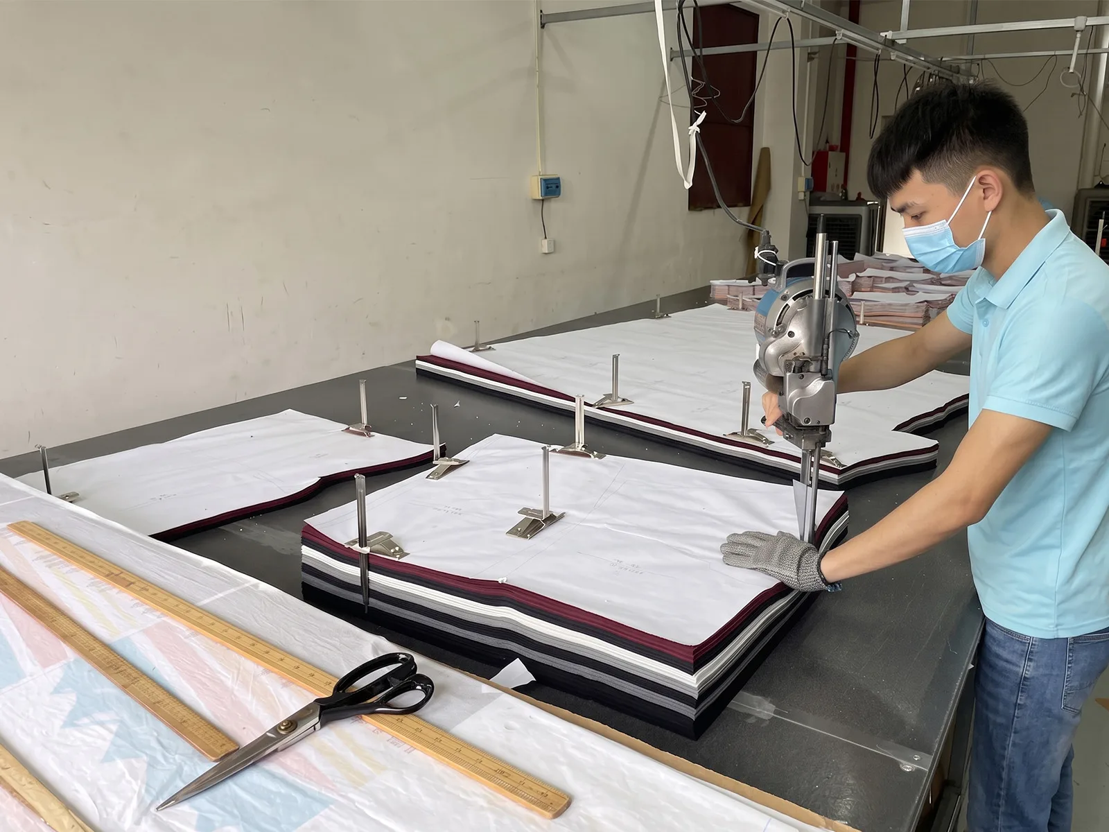 Bulk fabric cutting for custom men's underwear production