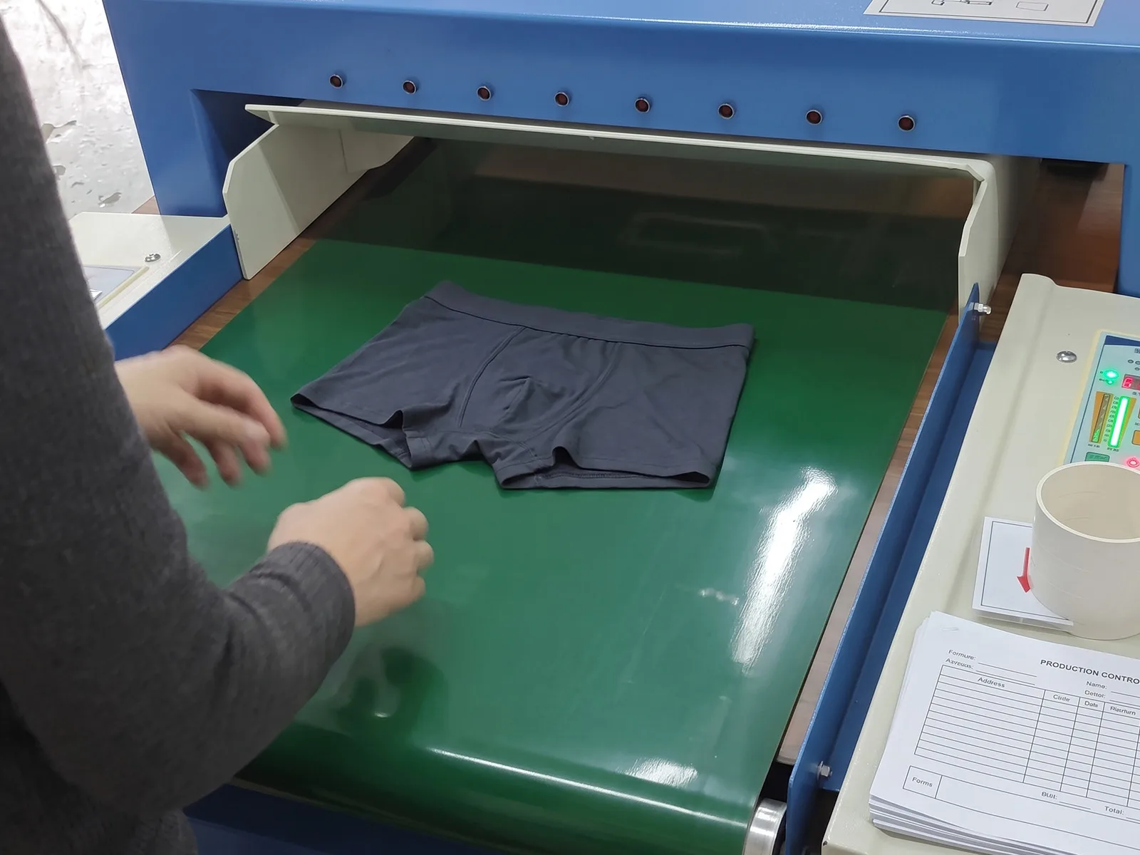Needle detection inspection of finished men's underwear